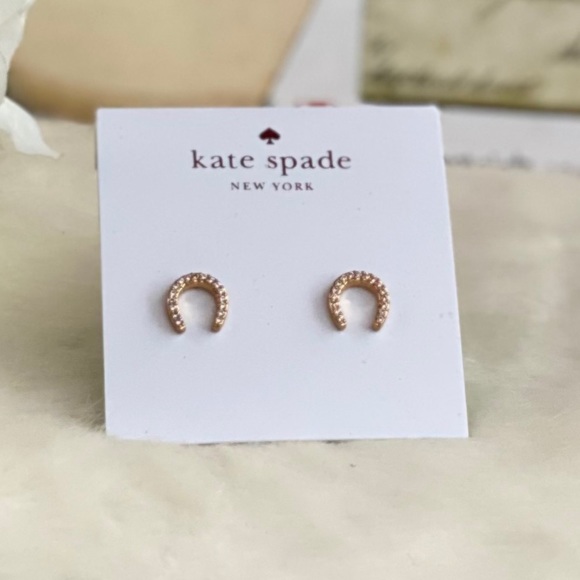 NEW KATE SPADE ♠️ WILD ONES HORSESHOE PAVE STUDS - Picture 9 of 10